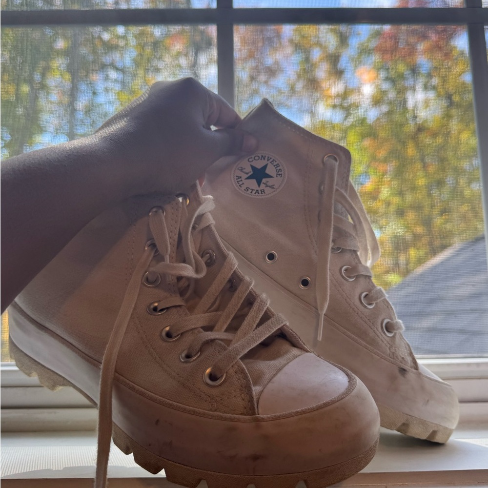 White chuck Taylor platforms